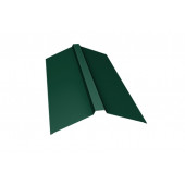 Планка конька прямоугольного 150х30х150 0,5 Satin с пленкой RAL 6005 зеленый мох