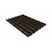 Металлочерепица классик Grand Line 0,5 GreenCoat Pural BT, matt RR 32 темно-коричневый (RAL 8019 серо-коричневый)