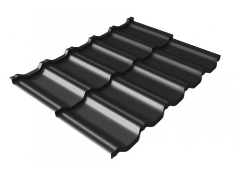 Металлочерепица модульная квинта Uno Grand Line c 3D резом 0,5 Satin Matt RAL 9005 черный