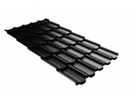 Металлочерепица квинта плюс Grand Line c 3D резом 0,5 Quarzit lite RAL 9005 черный