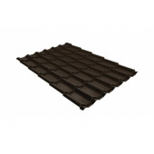 Металлочерепица классик Grand Line 0,5 GreenCoat Pural BT RR 32 темно-коричневый (RAL 8019 серо-коричневый)