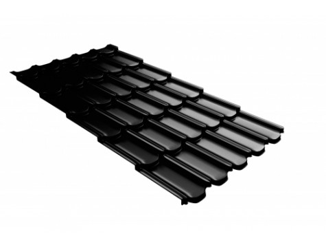 Металлочерепица квинта плюс Grand Line c 3D резом 0,5 GreenCoat Pural BT, matt RR 33 черный (RAL 9005 черный)