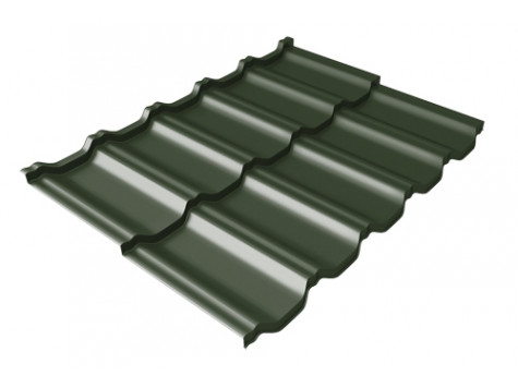 Металлочерепица модульная квинта Uno Grand Line c 3D резом 0,5 GreenCoat Pural BT, matt RR 11 темно-зеленый (RAL 6020 хромовая зелень)