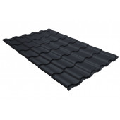 Металлочерепица кредо Grand Line 0,5 GreenCoat FAP Pural BT, matt RR 23 темно-серый (RAL 7024 мокрый асфальт)