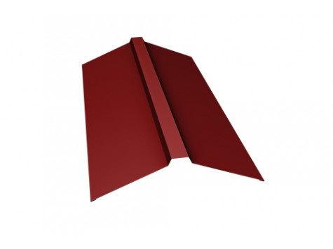Планка конька прямоугольного 150х30х150 0,5 Satin с пленкой RAL 3011 коричнево-красный